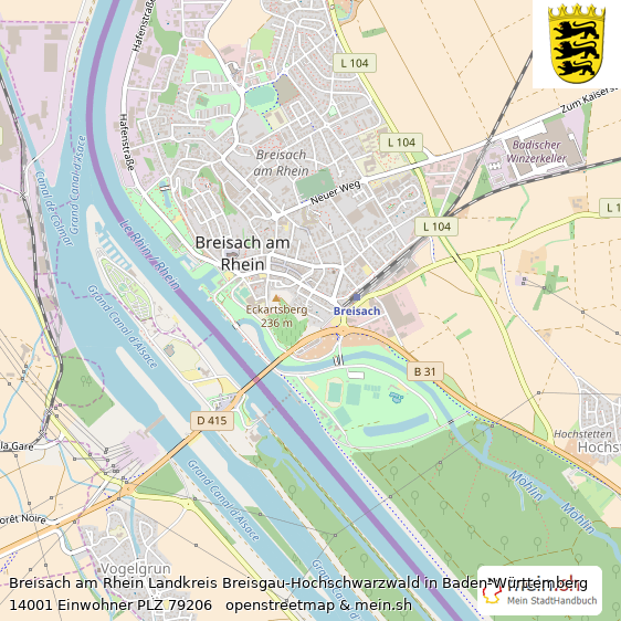 Breisach am Rhein Kleinstadt Lageplan